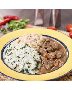 PP 03 - Picadinho de Carne, Arroz com Espinafre e Farofa de Banana - 420g