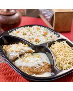 PP 09 - Filé de Frango à Milanesa com Creme de Milho, Arroz à Grega e Batata Palha - 400g